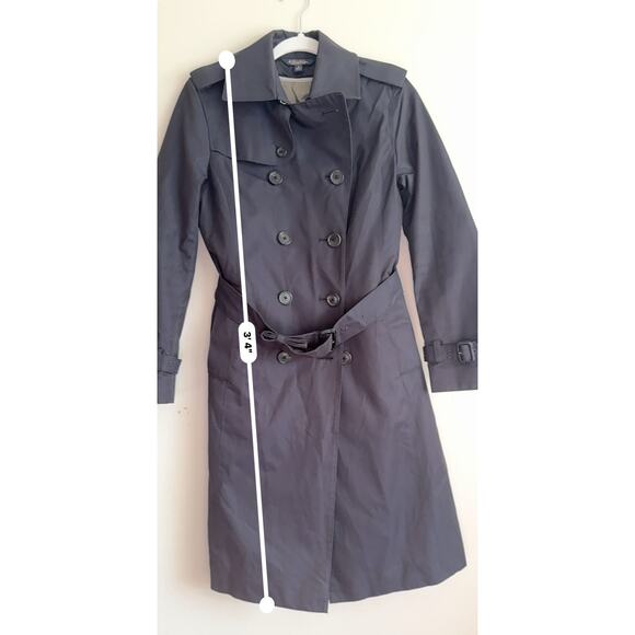 Brooks Brothers Women’s wool / cotton Classic Trench Coat Navy Blue size 4 - Picture 3 of 12
